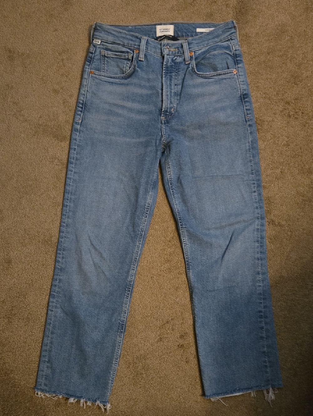 Citizens Of Humanity Daphne Crop Jeans 25 Light Wash Raw Frayed Edgw